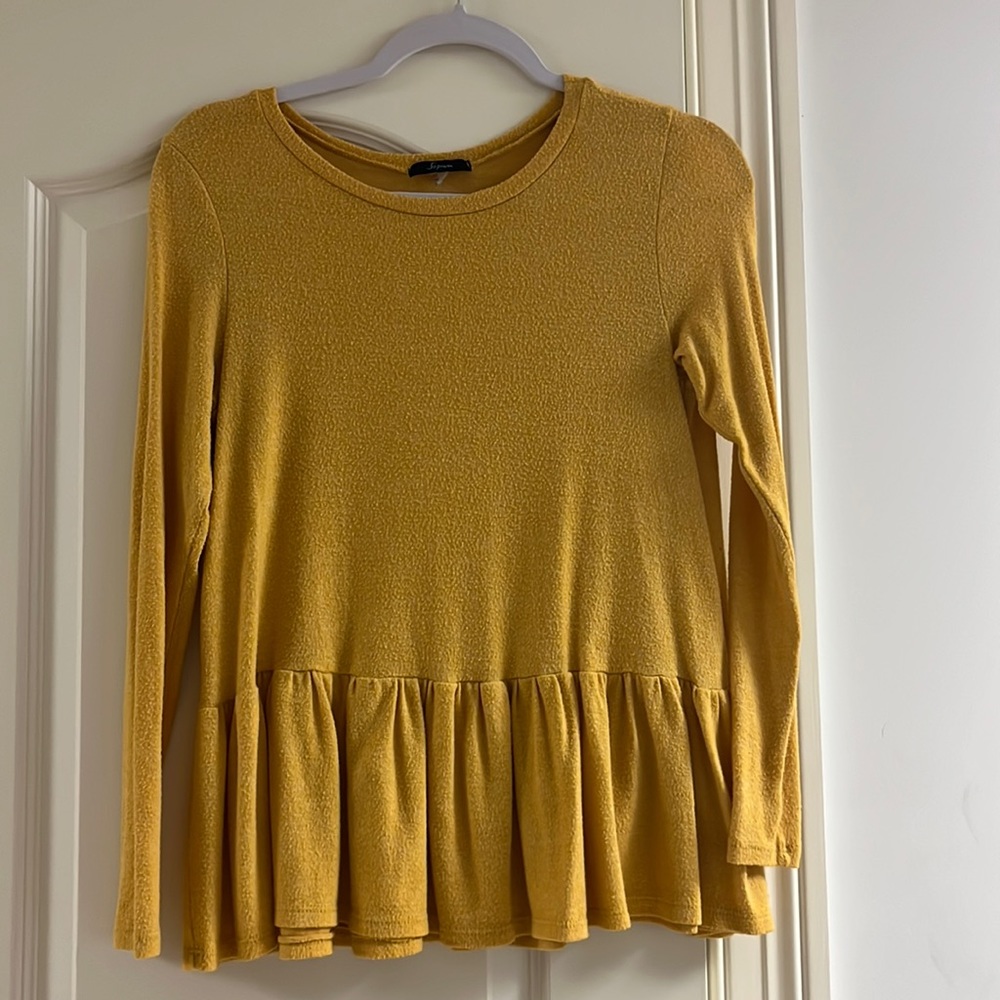 Dry Goods Long Sleeve Yellow Top With Ruffle